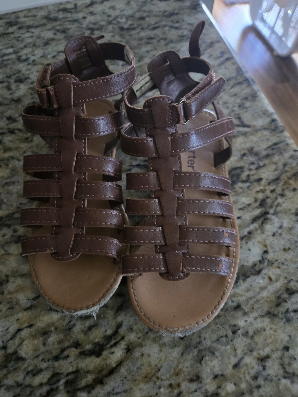 Carter's Brown Leather-Style Strappy Kids Sandals